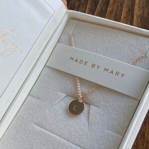 Made by Mary Gold Initial “L” Disc Necklace 3/8”